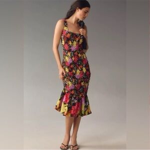 Anthropologie Multicolor Floral Midi Dress